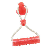 Max Multifunction Dog Interative Tug Toy Rubber Chewing Suction Cup Toy Rose Red