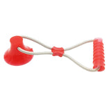 Max Multifunction Dog Interative Tug Toy Rubber Chewing Suction Cup Toy Rose Red