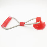 Max Multifunction Dog Interative Tug Toy Rubber Chewing Suction Cup Toy Rose Red
