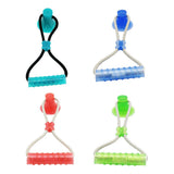 Max Multifunction Dog Interative Tug Toy Rubber Chewing Suction Cup Toy Rose Red