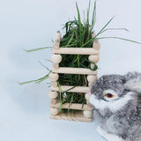 Max Pet Wooden Rack Feeder Hay Grass Nest Holder for Small Pet Rabbit Wood