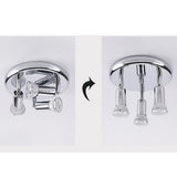 Maxbell Flush Mount 3-Head Adjustable Ceiling Lamp Light Fixture Silver-Warm White