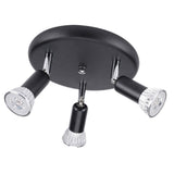 Maxbell Flush Mount 3-Head Adjustable Ceiling Lamp Light Fixture Black-White