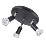 Maxbell Flush Mount 3-Head Adjustable Ceiling Lamp Light Fixture Black-White