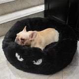 Max Maxb Cute Round  Pet Sleeping Bed Cozy Winter Bed For Small Animals Cat Dog Black