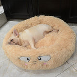 Max Maxb Cute Round  Pet Sleeping Bed Cozy Winter Bed For Small Animals Cat Dog Beige