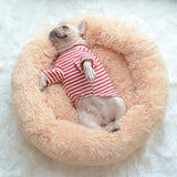 Max Maxb Cute Round  Pet Sleeping Bed Cozy Winter Bed For Small Animals Cat Dog Beige