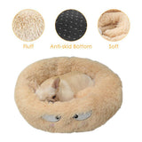 Max Maxb Cute Round  Pet Sleeping Bed Cozy Winter Bed For Small Animals Cat Dog Beige