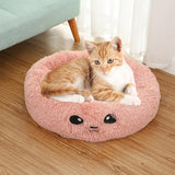 Max Maxb Cute Round  Pet Sleeping Bed Cozy Winter Bed For Small Animals Cat Dog Pink