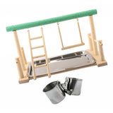 Maxbell Parrot Wood Stand Activity Center Ladder w/Cup Frosted Stand with 5cm Cups