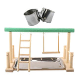 Maxbell Parrot Wood Stand Activity Center Ladder w/Cup Frosted Stand with 6.5cm Cups