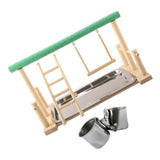 Maxbell Parrot Wood Stand Activity Center Ladder w/Cup Frosted Stand with 6.5cm Cups