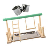 Maxbell Parrot Wood Stand Activity Center Ladder w/Cup Frosted Stand with 6.5cm Cups