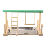 Maxbell Parrot Wood Stand Activity Center Ladder w/Cup Frosted Stand with 6.5cm Cups