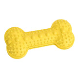 Maxbell Rubber Bone Shape Dog Chew Toys Food Leaking Toy Pet Training Supply Yellow