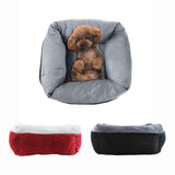Maxbell Winter Soft Warm Plush Square Nest Bed for Small Medium Dogs Cat Navy Blue