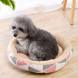 Maxbell Small Dog Sleeping Bed Pet Round Cozy Comfortable Bed Nest Yellow Grid-S