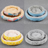 Maxbell Small Dog Sleeping Bed Pet Round Cozy Comfortable Bed Nest Yellow Grid-S
