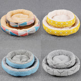 Maxbell Small Dog Sleeping Bed Pet Round Cozy Comfortable Bed Nest Yellow Grid-S