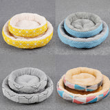 Maxbell Small Dog Sleeping Bed Pet Round Cozy Comfortable Bed Nest Yellow Grid-S