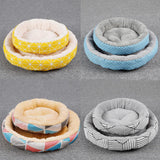 Maxbell Small Dog Sleeping Bed Pet Round Cozy Comfortable Bed Nest Yellow Grid-L