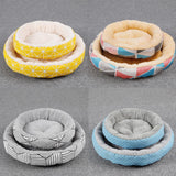 Maxbell Small Dog Sleeping Bed Pet Round Cozy Comfortable Bed Nest Yellow Grid-L