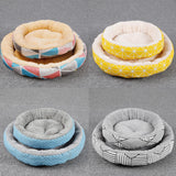Maxbell Small Dog Sleeping Bed Pet Round Cozy Comfortable Bed Nest Yellow Grid-L