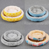 Maxbell Small Dog Sleeping Bed Pet Round Cozy Comfortable Bed Nest Yellow Grid-L