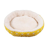 Maxbell Small Dog Sleeping Bed Pet Round Cozy Comfortable Bed Nest Yellow Grid-L