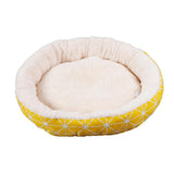 Maxbell Small Dog Sleeping Bed Pet Round Cozy Comfortable Bed Nest Yellow Grid-L