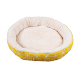 Maxbell Small Dog Sleeping Bed Pet Round Cozy Comfortable Bed Nest Yellow Grid-L