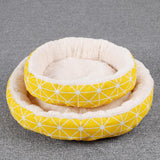 Maxbell Small Dog Sleeping Bed Pet Round Cozy Comfortable Bed Nest Yellow Grid-L