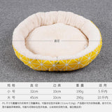 Maxbell Small Dog Sleeping Bed Pet Round Cozy Comfortable Bed Nest Yellow Grid-L