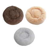 Maxbell Donut Cat Bed Faux Fur Dog Bed Indoor Round Pet Bed Cushion Light Gray S