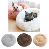 Maxbell Donut Cat Bed Faux Fur Dog Bed Indoor Round Pet Bed Cushion Light Gray S