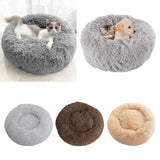 Maxbell Donut Cat Bed Faux Fur Dog Bed Indoor Round Pet Bed Cushion Light Gray S