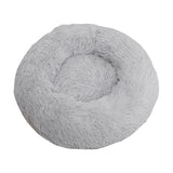 Maxbell Donut Cat Bed Faux Fur Dog Bed Indoor Round Pet Bed Cushion Light Gray S