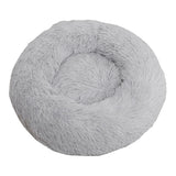 Maxbell Donut Cat Bed Faux Fur Dog Bed Indoor Round Pet Bed Cushion Light Gray S