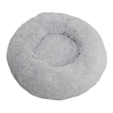 Maxbell Donut Cat Bed Faux Fur Dog Bed Indoor Round Pet Bed Cushion Light Gray S