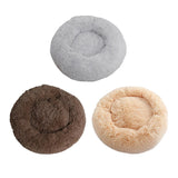 Maxbell Donut Cat Bed Faux Fur Dog Bed Indoor Round Pet Bed Cushion Light Gray S