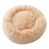 Maxbell Donut Cat Bed Faux Fur Dog Bed Indoor Round Pet Bed Cushion Champagne S