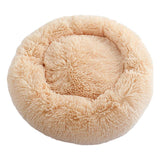 Maxbell Donut Cat Bed Faux Fur Dog Bed Indoor Round Pet Bed Cushion Champagne S