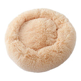 Maxbell Donut Cat Bed Faux Fur Dog Bed Indoor Round Pet Bed Cushion Champagne S