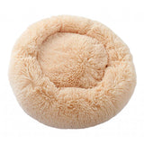 Maxbell Donut Cat Bed Faux Fur Dog Bed Indoor Round Pet Bed Cushion Champagne S