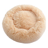 Maxbell Donut Cat Bed Faux Fur Dog Bed Indoor Round Pet Bed Cushion Champagne M