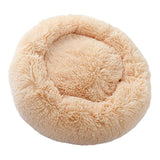 Maxbell Donut Cat Bed Faux Fur Dog Bed Indoor Round Pet Bed Cushion Champagne M