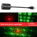 Maxbell Star Projector Night Light USB Night Atmoshere Light Red Green 16 Pattern