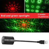 Maxbell Star Projector Night Light USB Night Atmoshere Light Red Green 16 Pattern