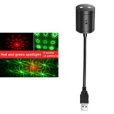 Maxbell Star Projector Night Light USB Night Atmoshere Light Red Green 16 Pattern