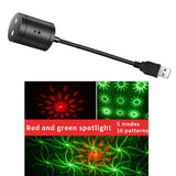 Maxbell Star Projector Night Light USB Night Atmoshere Light Red Green 16 Pattern